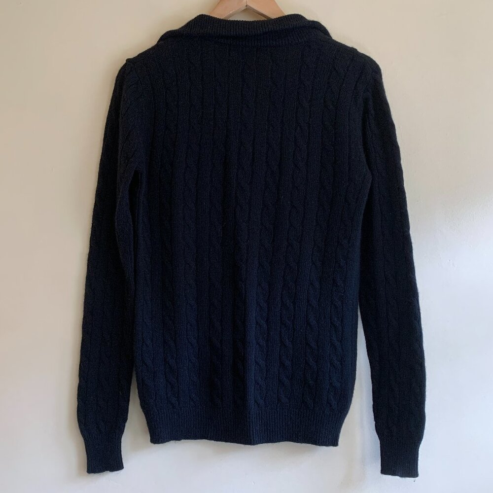 Lauren Ralph Lauren Black Collared Cable Knit Sweater Women's Size Medium Lambsw - Picture 3 of 10
